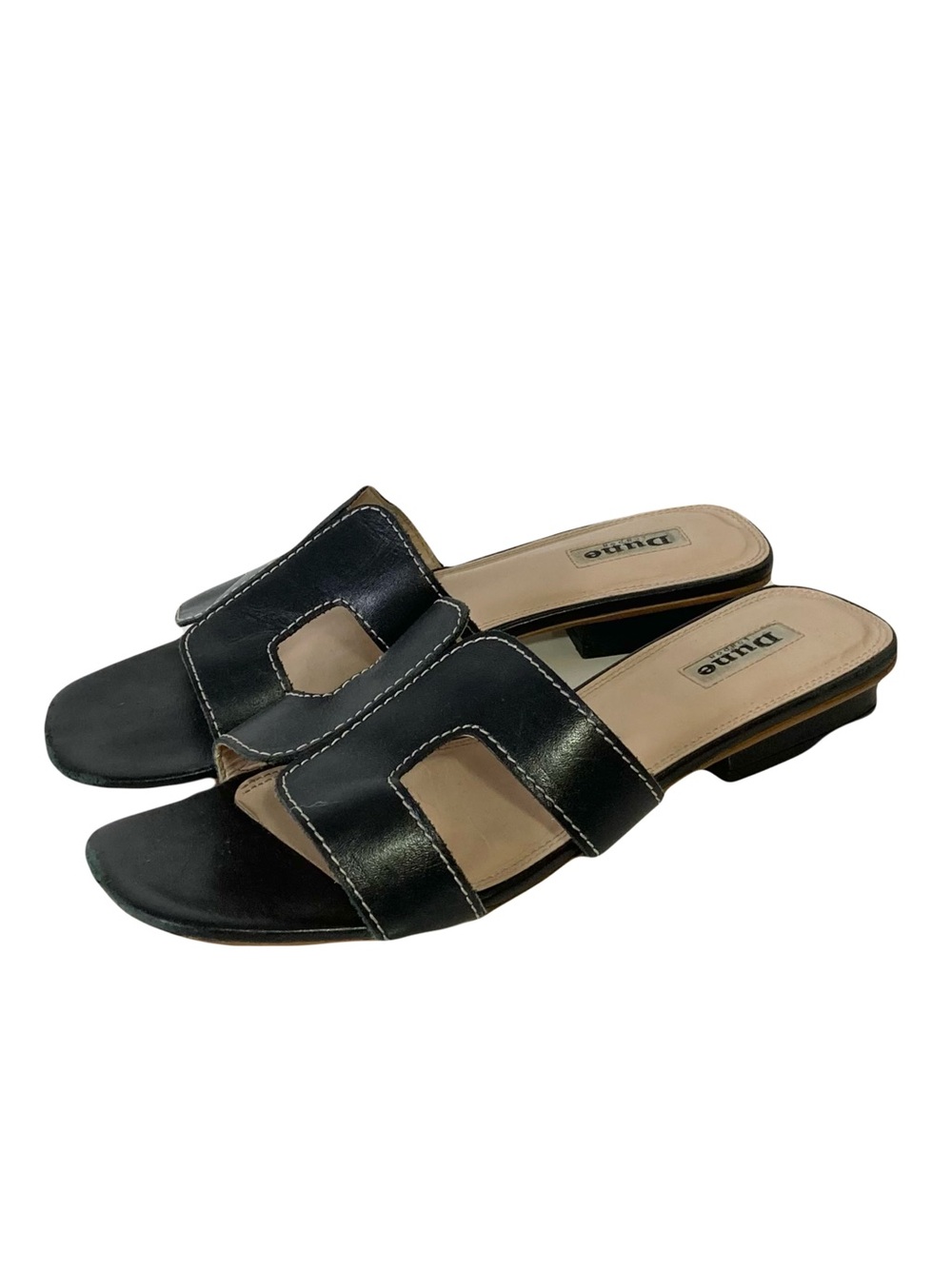 DUNE LONDON Shoes EU 39 US 8 Black Leather Sandals Cut-Out “Loupe”